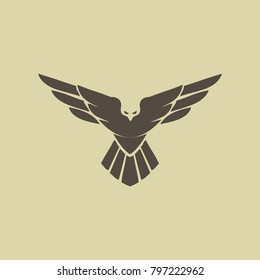 Falcon logo template, eagle wings, hawk vector icon