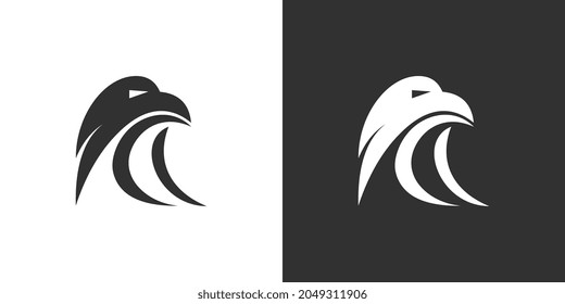 Falcon Logo Vorlage Symbol Vektorgrafik Design auf schwarz-weißem Hintergrund.