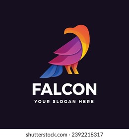 Falcon logo vector illustration gradient colorful style