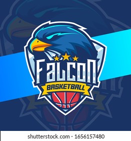 Falcon Mascot Basketball Sport Logo Design