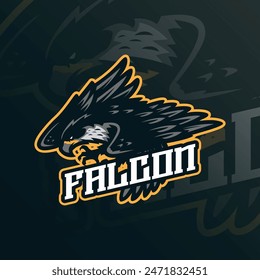 Falcon mascot logo design vector with modern illustration concept style for badge, emblem and t shirt printing. Falcon illustration for sport and esport team.