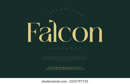 Falcon premium luxury elegant alphabet letters and numbers. Vintage wedding typography classic serif font decorative vintage retro. creative vector illustration
