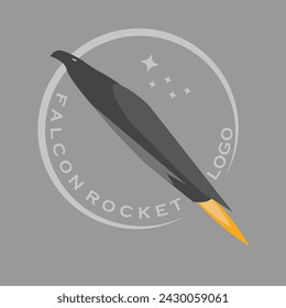 Logotipo del cohete Falcon, masculino, diseño plano. Adecuado para empresas militares, tecnológicas, aeroespaciales, de exploración espacial que tienen un entorno de ritmo rápido