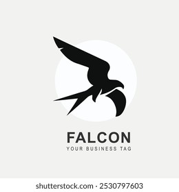 Falcon em forma de design de logotipo plano.Pode ser usado como um logotipo da empresa, ícone do aplicativo, vetor, design de camiseta etc