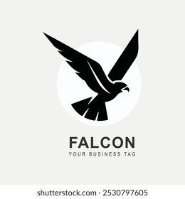 Falcon em forma de design de logotipo plano.Pode ser usado como um logotipo da empresa, ícone do aplicativo, vetor, design de camiseta etc