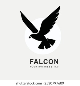 Falcon em forma de design de logotipo plano.Pode ser usado como um logotipo da empresa, ícone do aplicativo, vetor, design de camiseta etc