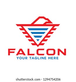 Falcon Shield Emblem logo design vector template with Premium Concept style. America symbol and Animal Icon for Brand, Corporate, App, Company and Business.