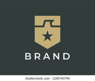 Falcon & shield logo design. Universal falcon & shield design.