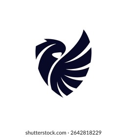 Falcon Shield Logo. eagle security logo design template vector
