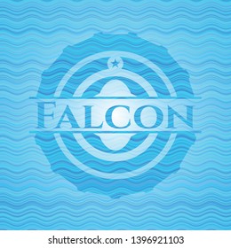 Falcon sky blue water wave style emblem. Vector Illustration. Detailed.