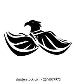 Falcon tattoo black illustration template.