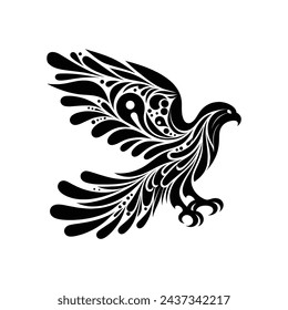 Falcon Tattoo Logo Clean and Creative Silhouette Symbol Vector Illustration
