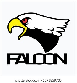 FALCON text vector and bird animation image, power logo design.