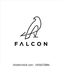 Falcon Vector Hawk Line Art Icon, Outline Abstract Animal Graphic Element