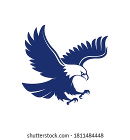 falcon Vektorgrafik Logo-Illustration. perfekt, gut für die Zustellung von Maskottchen oder für die Logistiklogoindustrie. flacher Farbstil auf Blau 