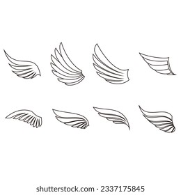 Falcon wing icon vector set. angel illustration sign collection. air symbols. bird logo.