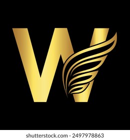 Falcon wing Logo combine with letter W vector template