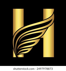 Falcon wing Logo combine with letter H vector template