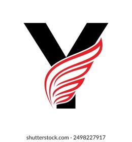 Falcon wing Logo combine with letter Y vector template