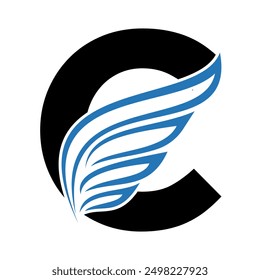 Falcon wing Logo combine with letter C vector template