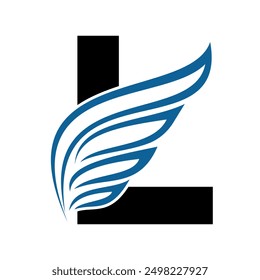 Falcon wing Logo combine with letter L vector template