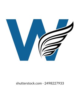 Falcon wing Logo combine with letter W vector template