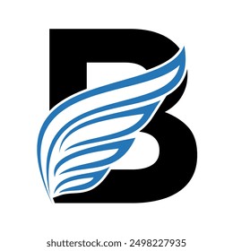 Falcon wing Logo combine with letter B vector template