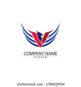 Falcon and wing Logo Template vector illustration design