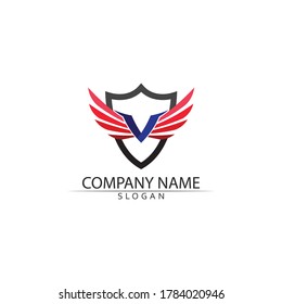 Falcon and wing Logo Template vector illustration design