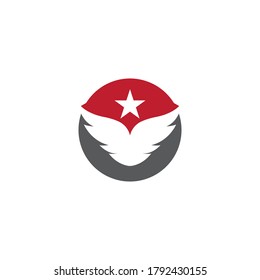 Diseño de icono vectorial de la plantilla de logotipo de ala del halcón