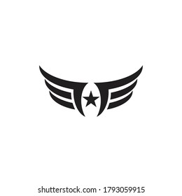 Diseño de icono vectorial de la plantilla de logotipo de ala del halcón