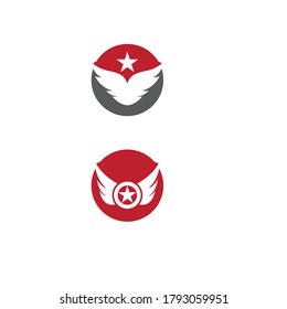 Diseño de icono vectorial de la plantilla de logotipo de ala del halcón