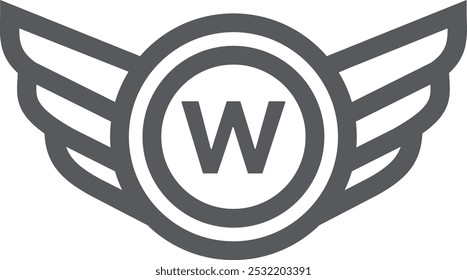 Falcon Wing logo W design. Luxury Wing W logo vectors. W logo design. Wing car W icon royalty free download