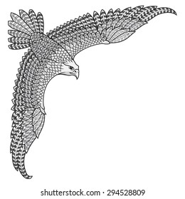 Falcon with wings extended