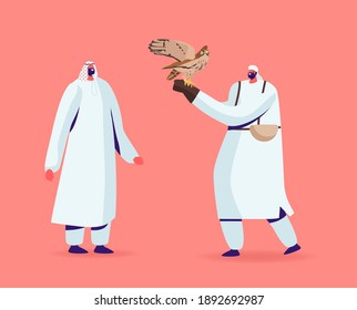 Falconry Concept. Male Characters in Arab Dress Holding Wild Falcon on Hand. Falcon Training, Arabian Traditional Sport, Bird Hunting, Falconer Festival, Show. Cartoon People Vector Illustration