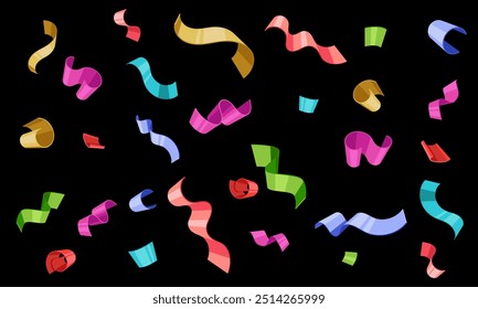 Faling confetti for festival background, birthday party invitation, carnival celebrate, glamour concert. Shiny colourful flying particle. Magic mosaic effect, romantic ceremony vibrant ornament.