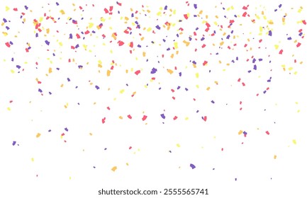 Faling confetti for festival background, birthday party invitation, carnival celebrate, glamour concert. Shiny colourful flying particle. Magic mosaic effect, romantic ceremony vibrant ornament.