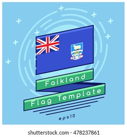 Falkland Flag  : Flag Icon With Festive Background : Vector Illustration