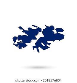 Falkland Islands blue map on white background