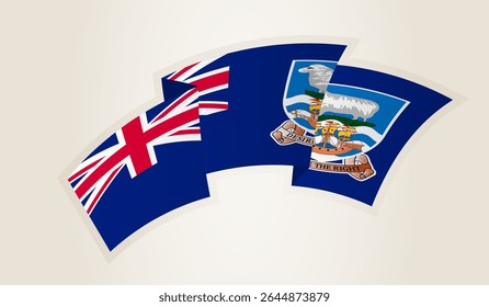 Falkland Islands Flag in Abstract Ribbon Shape, National Symbol of the Falkland Islands. This vector is ideal for use in national events, Independence Day, international sports competitions.