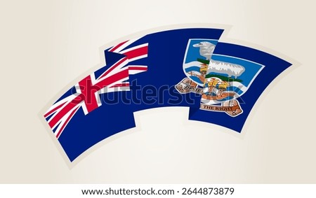 Falkland Islands Flag in Abstract Ribbon Shape, National Symbol of the Falkland Islands. This vector is ideal for use in national events, Independence Day, international sports competitions.