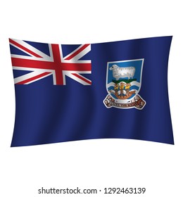 Falkland Islands flag background with cloth texture. Falkland Islands Flag vector illustration eps10. - Vector