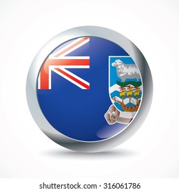 Falkland Islands flag button - vector illustration