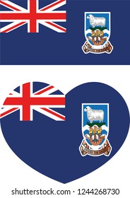 Falkland Islands flag in a heart shape, language, falkland, flag vector, sticker, eps 10