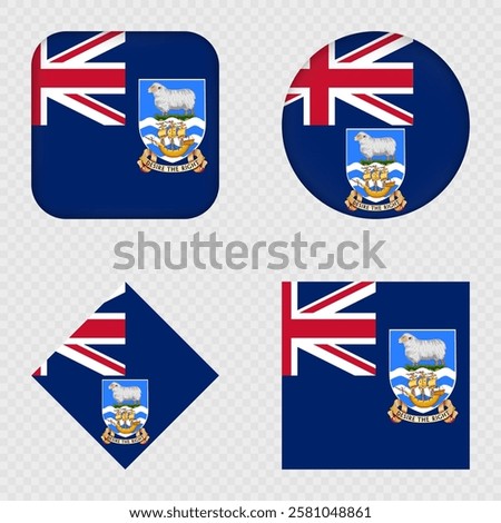 Falkland Islands Flag Icons Pack. Vector illustration.