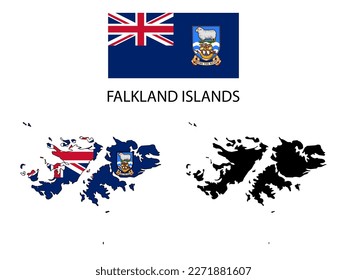 falkland islands Flag and map illustration vector 