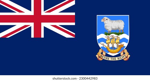 Falkland Islands flag, official colors and proportion. Vector illustration.