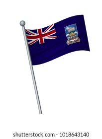 Falkland Islands flag on the flagpole. Official colors and proportion correctly. waving of Falkland Islands flag on flagpole, vector illustration isolate on white background.