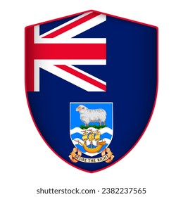 Falkland Islands flag in shield shape. Vector illustration.