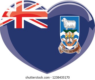 Falkland Islands Flag, vector falkland islands, heart shaped falkland islands flag, 3d heart, glossy heart flag, language school, language course, language, sticker, eps 10